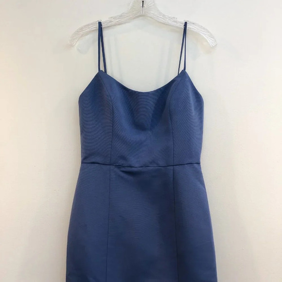 BHLDN Amsale Moe Strappy Dusk Blue Slim Mermaid Bridesmaids Formal Maxi Dress 6 - Picture 2 of 8